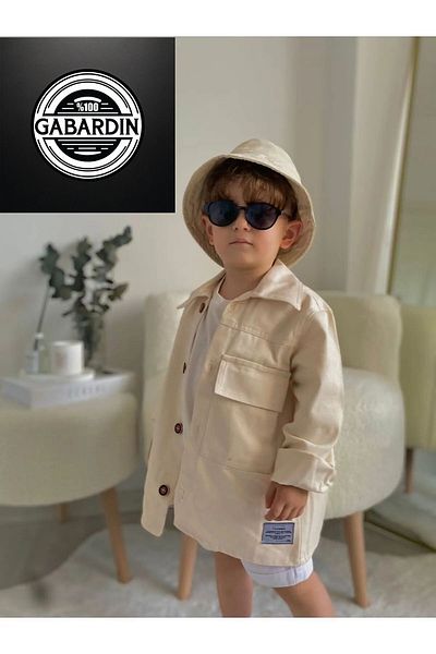 favorimkids Cream Color Trench Jeans Jacket Clothing for Children and Babies Feasts and Special Daily Stylish