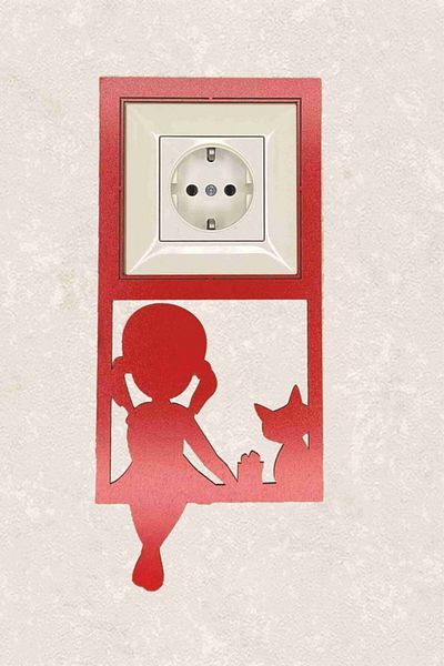 BLgrup 2111-k Laser Cut Wooden Switch Socket Frame Red Single Kids Room