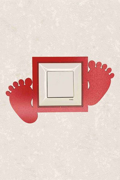 BLgrup 2113-k Laser Cut Wooden Switch Socket Frame Red Single Baby Room Feet
