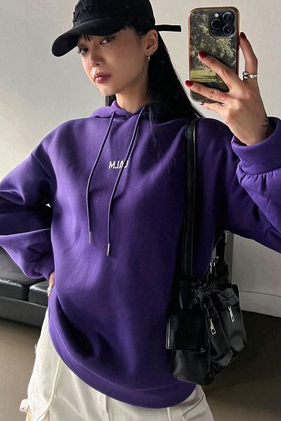 MODAGEN Φούτερ Unisex με κουκούλα Purple Love Yourself Oversize