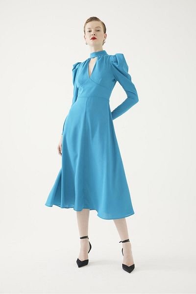 Exquise Rochie midi cu maneca pepene verde