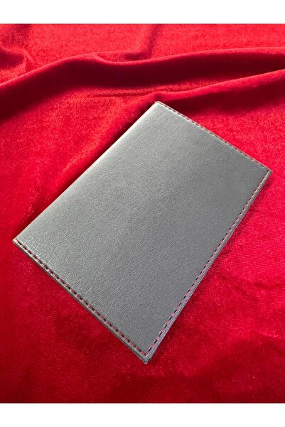 ATTA PAZARLAMA Gri Deri Baskı Dikişli Ruhsat Kabı,kılıfı, Ruhsatlık, Cüzdan