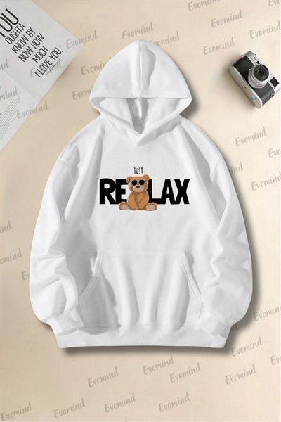 artı4 Φούτερ με κουκούλα Unisex Relax Bear με στάμπα για ενήλικες και παιδιά