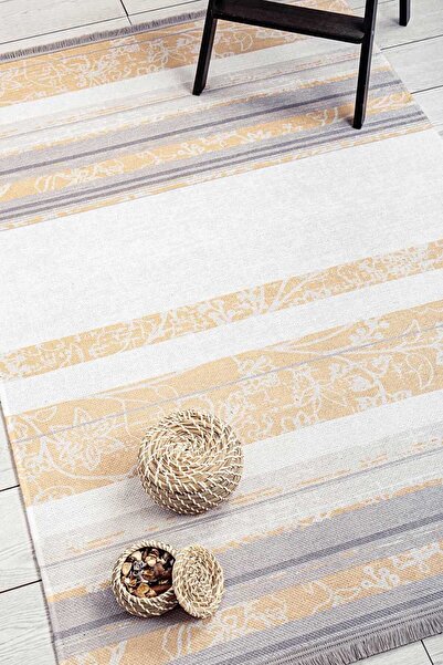 Oriente Home Bohemian Style Runner Cream Washable Chenille Machine Carpet Fringed Non-Slip Base Hallway Carpet 7573
