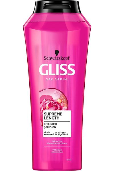Gliss Supreme Length 500 ml Protective Shampoo - Biotin Complex and Peony Flower Extract