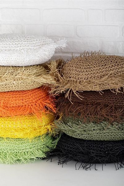 ANJEAHOME 45X45 cm Simra Throw Pillow Cover - Paper Thread Hand Knitted