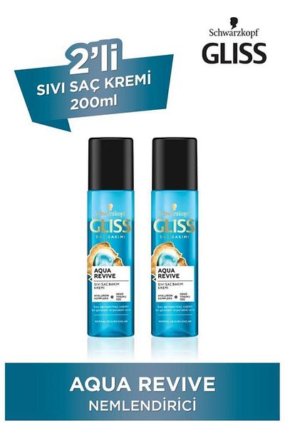 Gliss Aqua Revive 200 ml x 2 Pieces - Moisturizing Conditioner with Hyaluron and Seaweed