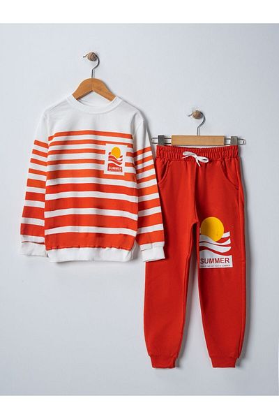 BUUFUU Unisex Kids Bottom Top Set - Summer Print, Long Sleeve and Pocket