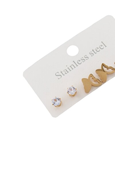 TUM TUM 6 lı Küpe Seti. Çelik Küpe. Yaprak . Yıldız. Nota Detaylı Çelik Küpe Setleri