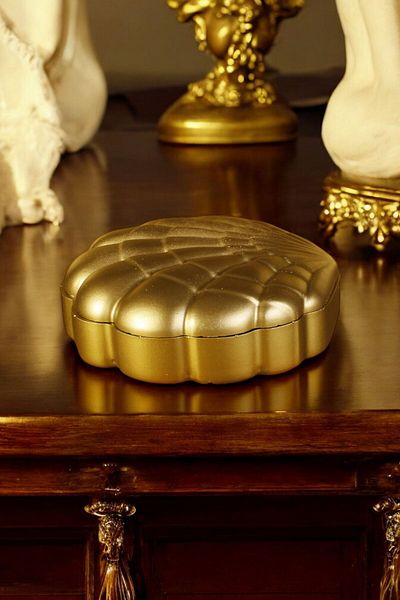 METAFOX Gold Colored Sugar Bowl - Bowl with Lid, Cookie Bowl Model 11