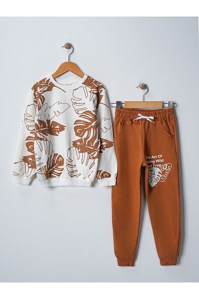 BUUFUU Unisex Kids Set - Leaf Print, Long Sleeve, Last Double and Waist Pocket