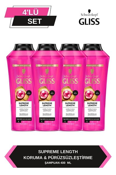 Gliss Supreme Length 400 ml X 4 Pieces Long Hair Shampoo