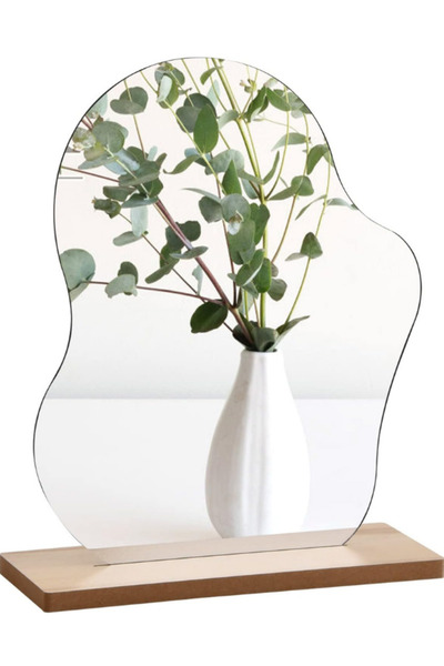 Unichrome Düzensiz Estetik Asimetrik Ahşap Makyaj Aynası Çerçevesiz, Dekorati...