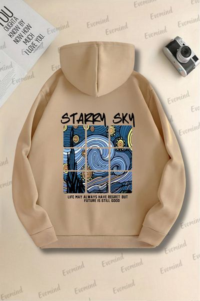 artı4 Unisex Adult and Kids Oversize Sweatshirt - Starry Sky Printed, Crew Neck
