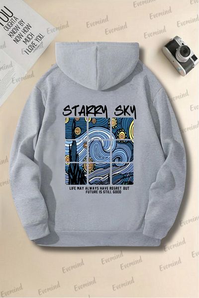Evomind Unisex Adult and Kids Oversize Sweatshirt - Starry Sky Printed, Crew Neck