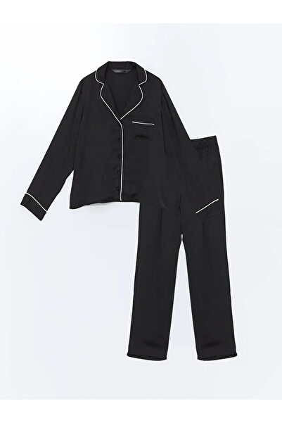 LC Waikiki LCW DREAM Yeni Siyah Gömlek Yaka Kadın Pijama Takımı