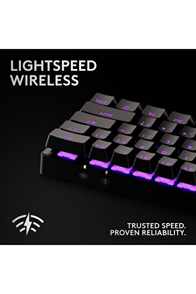 logitech لوحة مفاتيح الألعاب اللاسلكية G PRO X 60 LIGHTSPEED، ومفاتيح اللمس الضوئية GX - أسود