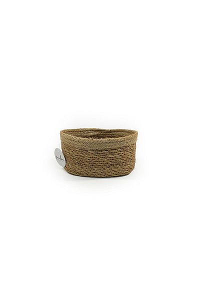 sever ithalat Brown Wicker Knitted Oval Deep Basket - 20X11 cm
