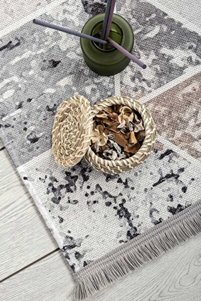 Oriente Home Modern Runner Gray Washable Chenille Machine Carpet Fringed Non-Slip Base Hallway Carpet 7079