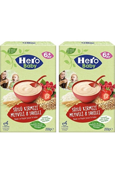 Hero Baby Sütlü Kırmızı Meyveli 8 Tahıllı Kaşık Maması 6+ Ay 200 Gr X 2 Adet