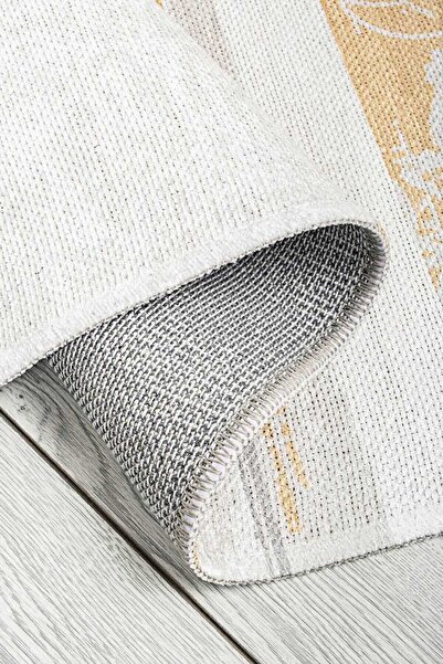 Oriente Home Bohemian Style Runner Cream Washable Chenille Machine Carpet Fringed Non-Slip Base Hallway Carpet 7573