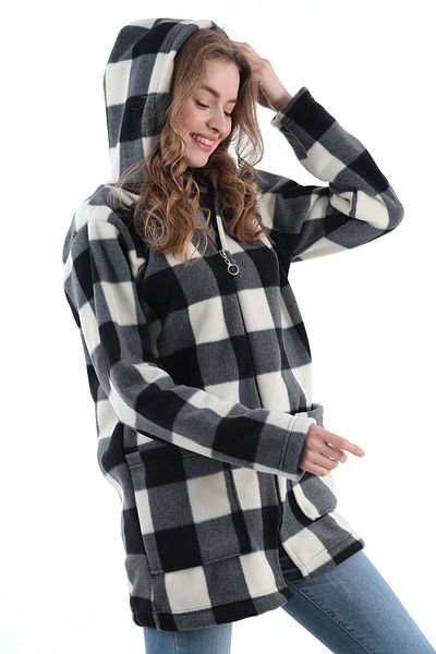 Modayase Women's Zippered Fleece Cardigan Coat