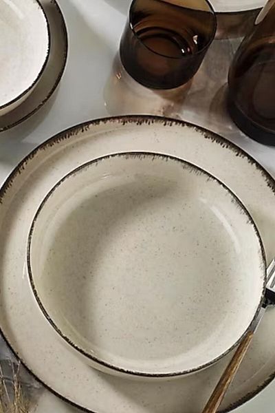 Kütahya Porselen Moderna 2 Piece Pit Salad Plate - Bpa Free 20 Brown Round Retro P