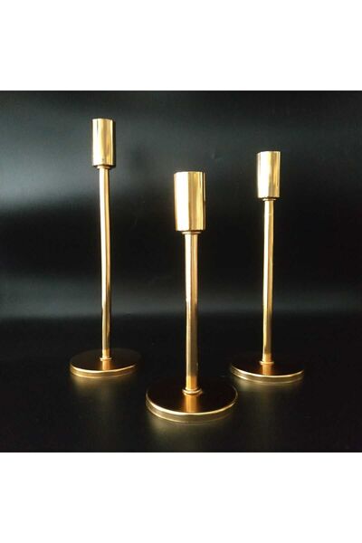 HİLALKRİSTAL 3 lü Salon Şamdan Dekoratif Mumluk