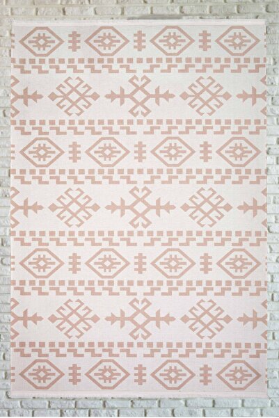 Oriente Home Nordic Patterned Cream Brown Washable Non-Slip Base Chenille Car...