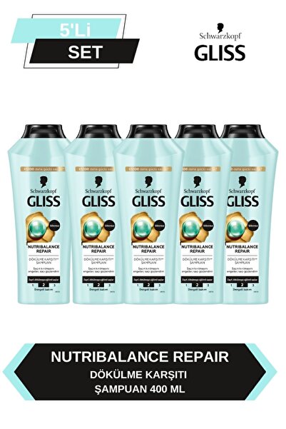 Gliss Nutribalance Repair Anti-Hair Loss Shampoo 400 ml X 5 Pieces