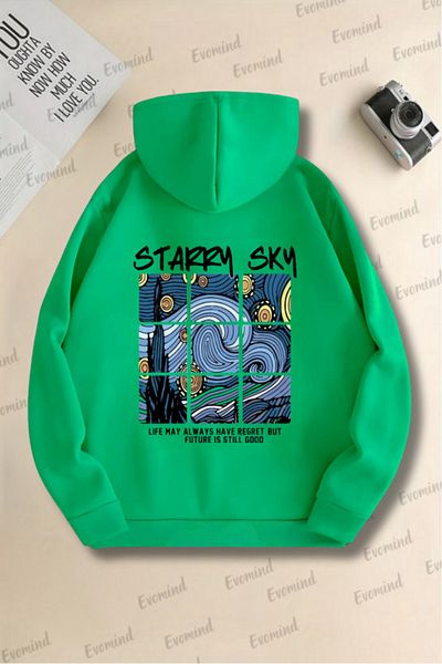 artı4 Unisex Adult and Kids Oversize Sweatshirt - Starry Sky Printed, Crew Neck