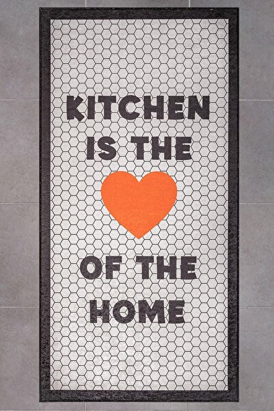 Oriente Home Petek Desenli Beyaz Kaymaz Taban Dijital Baskı Yıkanabilir Kadif...