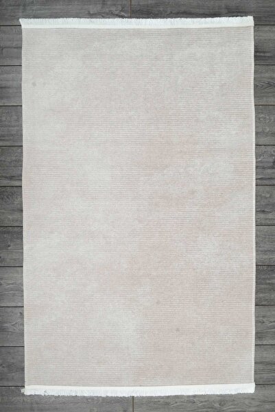 Oriente Home Düz Soft Desenli Bej Şönil Makina Halısı Yolluk Yıkanabilir Koridor Halısı 8107