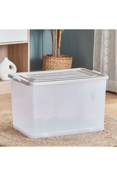 Home Box Juana Multipurpose Transparent Storage Box with Wheel -94 L