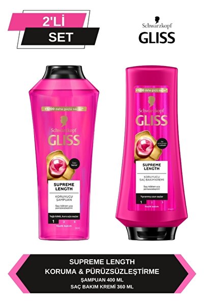 Gliss Supreme Length Uzun Saçlara Özel Set (Şampuan 400 ml + Saç Kremi 360 ml)