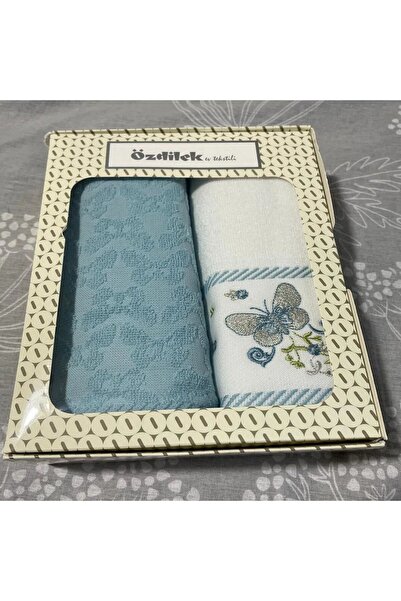 Özdilek Блакитна рушник Mavi Özdilek Irıs Border - 2 штуки в коробці