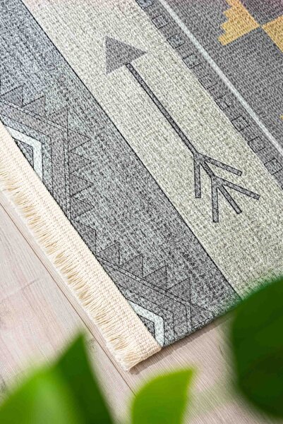 Oriente Home Scandinavian Patterned Multicolor Washable Non-Slip Base Chenille Hallway Living Room Kitchen Carpet 7822