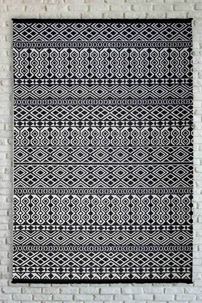 Oriente Home İskandinav Desenli Siyah Beyaz Yıkanabilir Kaymaz Taban Şönil Ma...