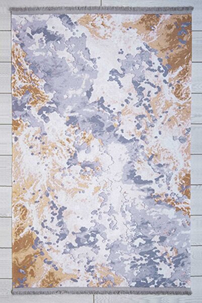 Oriente Home سجادة منسوجة باللون الرمادي والبني الحديثة قابلة للغسل ومهدب ومض...