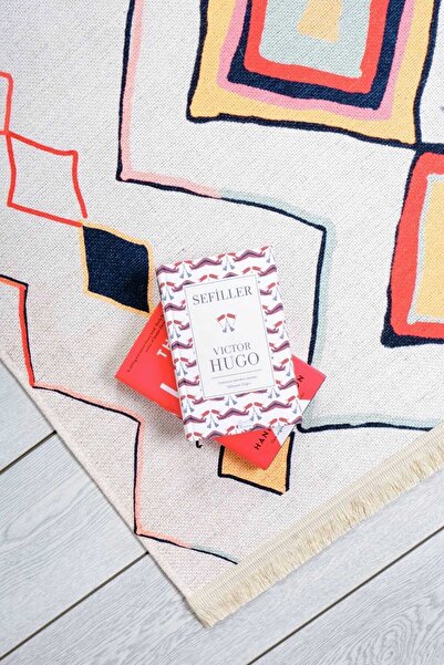 Oriente Home Scandinavian Patterned Light Cream Chenille Machine Carpet Runner Washable Hallway Carpet 7747