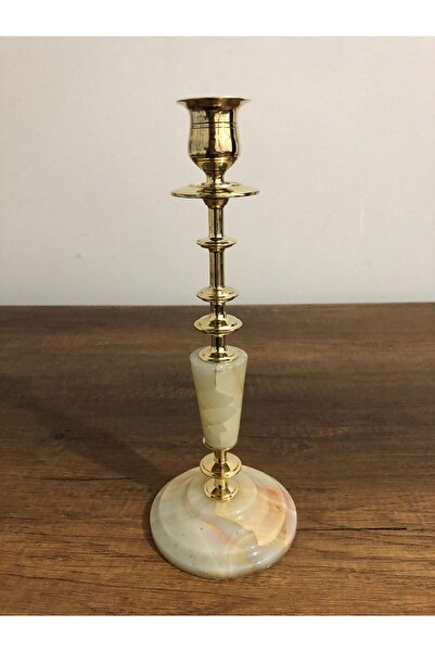 BRONZE ŞAMDAN Tekli Mermerli Şamdan