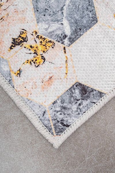 Oriente Home Honeycomb Patterned White Non-Slip Base Washable Velvet 2-Piece Bath Mat 8721
