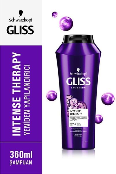 Gliss 360 ml Intense Therapy Restructuring Shampoo with Omega Plex and Acai Grape