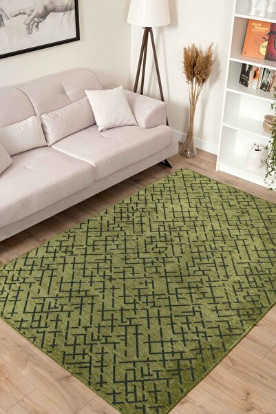 Lorente Home Moreno Viskon Dokuma Halı Kaymaz Taban Yıkanabilir Yeşil Koridor Halısı 1278