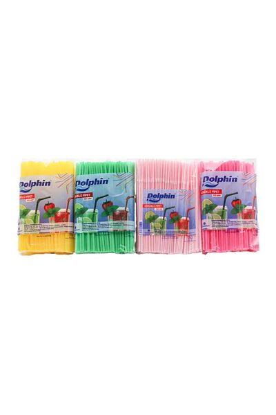 Dolphin 4 Pack Colorful Gusseted Straws - 200 Pieces X 800 Pieces