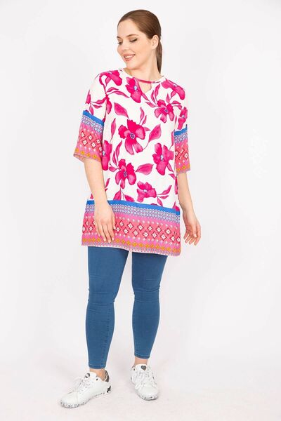 Şans Női Fujya nagy méretű szőtt viszkóz szövet vízmintás tunika 65n35878