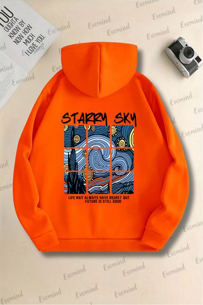 artı4 Unisex Adult and Kids Oversize Sweatshirt - Starry Sky Printed, Crew Neck