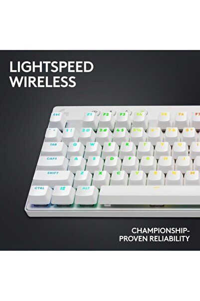 logitech G PRO X TKL LIGHTSPEED - لوحة مفاتيح لاسلكية للألعاب، مفاتيح GX باللونين البني والأبيض