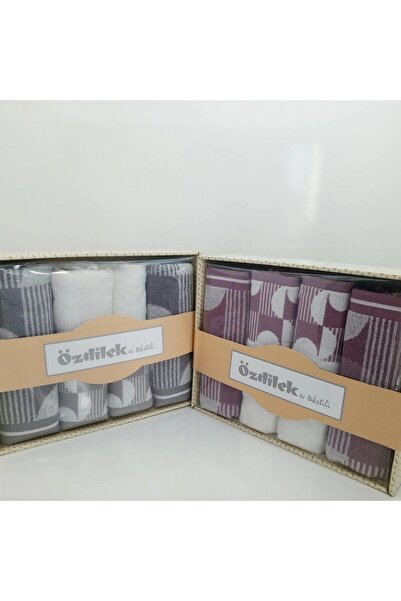 Özdilek Білий та фіолетовий колір, набір з 4 рушників Özdilek Shape Border