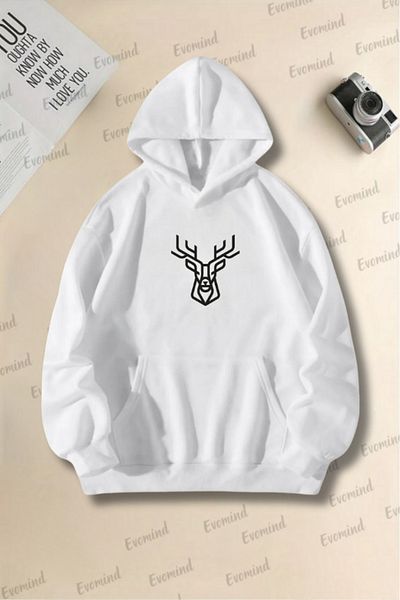artı4 Φούτερ με κουκούλα Unisex Deer με στάμπα για ενήλικες και παιδιά